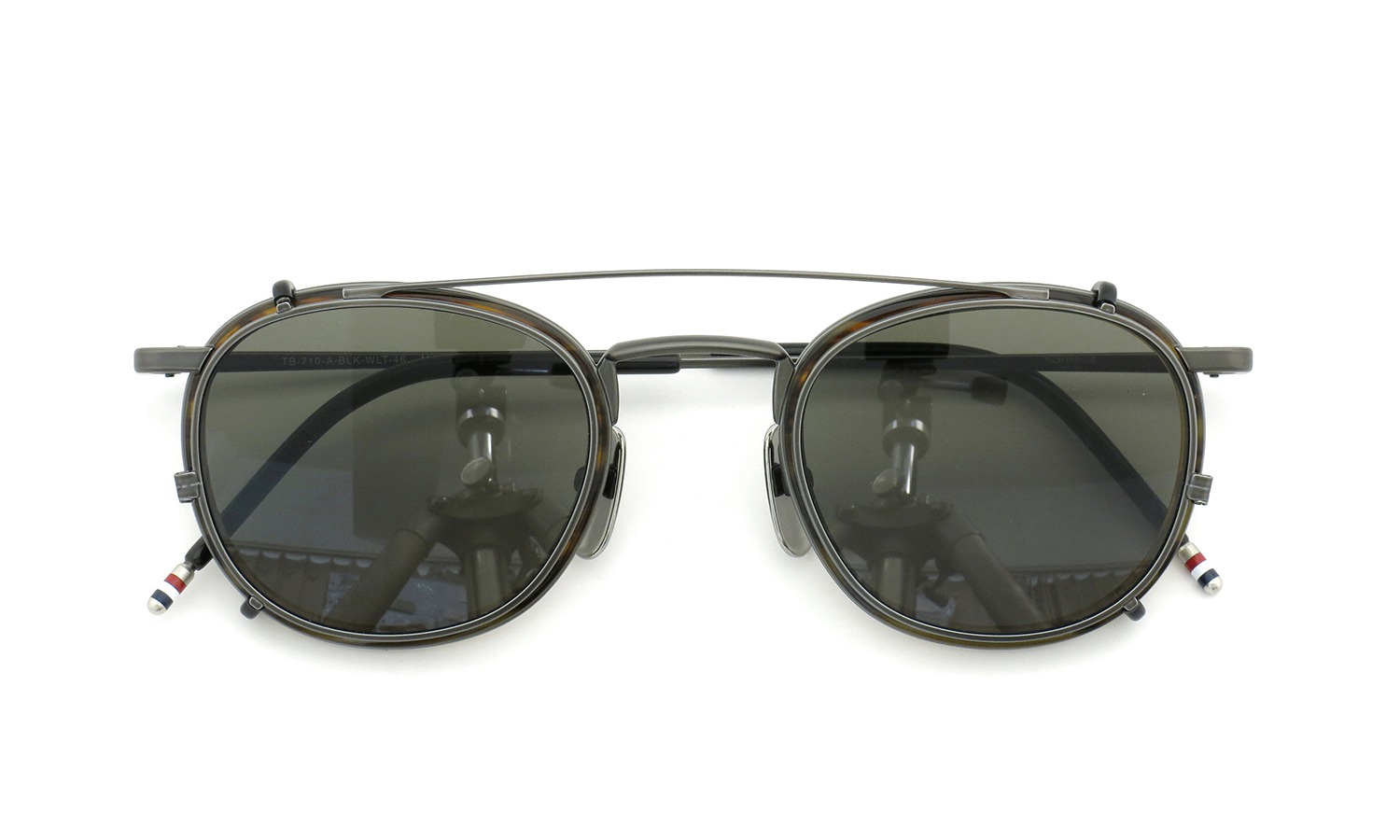 THOM BROWNE.  NEWYORK (トムブラウン) 2015年春夏 最新作 メガネ+クリップオンセット TB-710-A 46size BLACK IRON-WALNUT 5