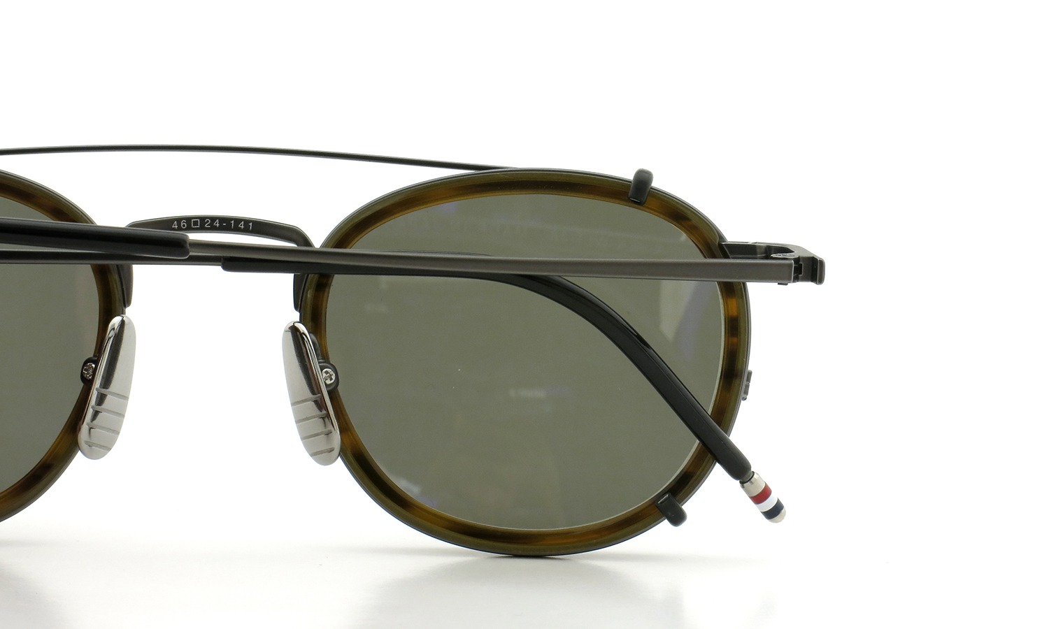 THOM BROWNE.  NEWYORK (トムブラウン) 2015年春夏 最新作 メガネ+クリップオンセット TB-710-A 46size BLACK IRON-WALNUT 24