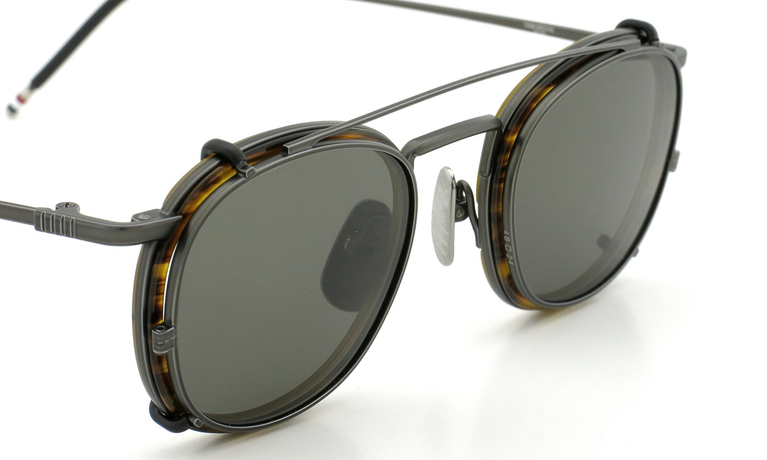 THOM BROWNE.  NEWYORK (トムブラウン) 2015年春夏 最新作 メガネ+クリップオンセット TB-710-A 46size BLACK IRON-WALNUT 8