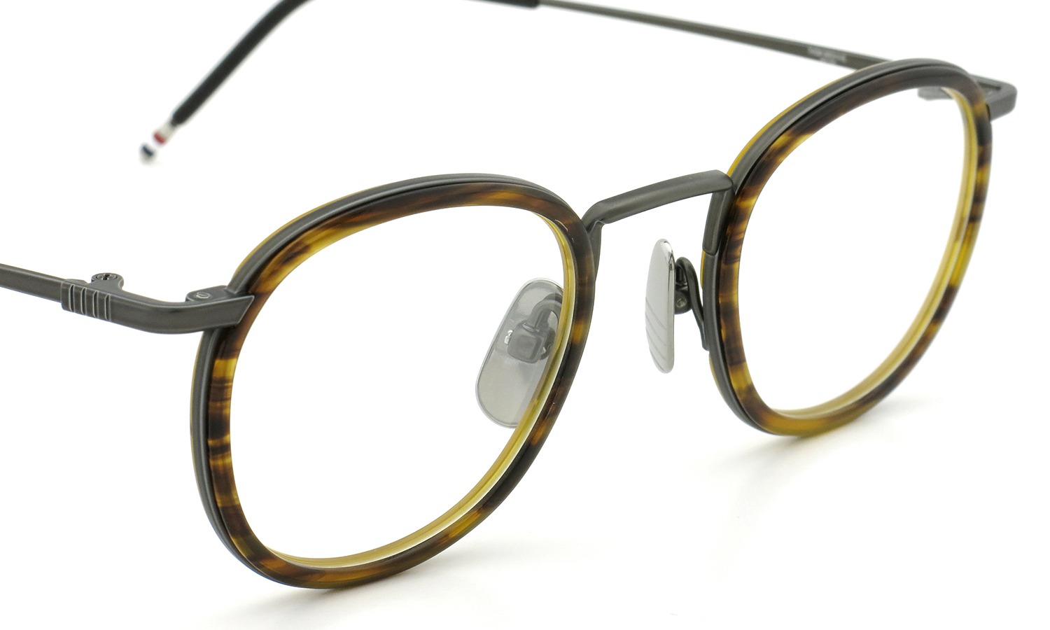 THOM BROWNE.  NEWYORK (トムブラウン) 2015年春夏 最新作 メガネ+クリップオンセット 17TB-710-A 46size BLACK IRON-WALNUT 