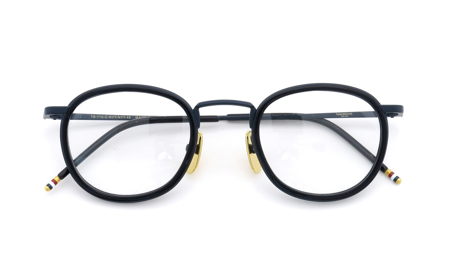 THOM BROWNE.  NEWYORK (トムブラウン) 2015年春夏 最新作 メガネ+クリップオンセット TB-710-C 46size NAVY-NAVY 8