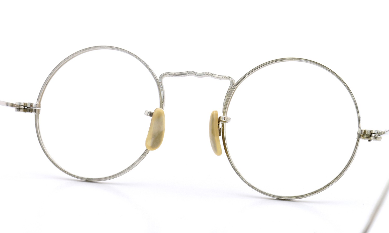 American Optical アメリカン オプティカル vintage ヴィンテージ メガネ 1930年代 ROUND CORTLAND 12kGF MASHWOOD CENTER-POINT 39-19 White-Gold 7