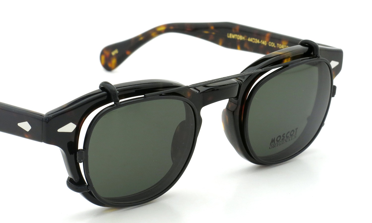 MOSCOT LEMTOSH Col.TORTOISE 44 + clip MBK/Green