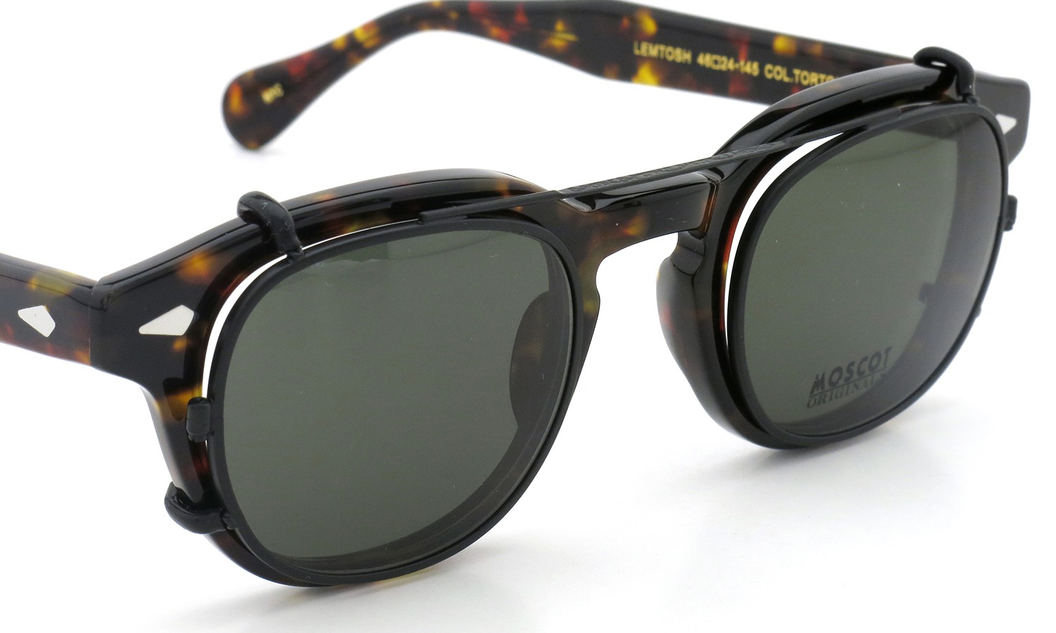 MOSCOT LEMTOSH Col.TORTOISE 46 + clip MBK/Green