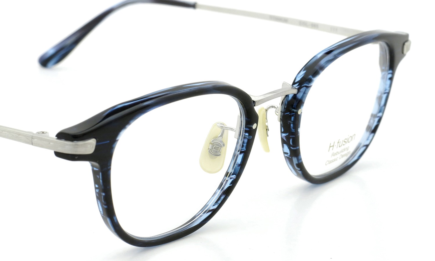 H-fusion メガネ通販 HF-111 Col.965 (blue sasa / silver) (取扱店：大宮)
