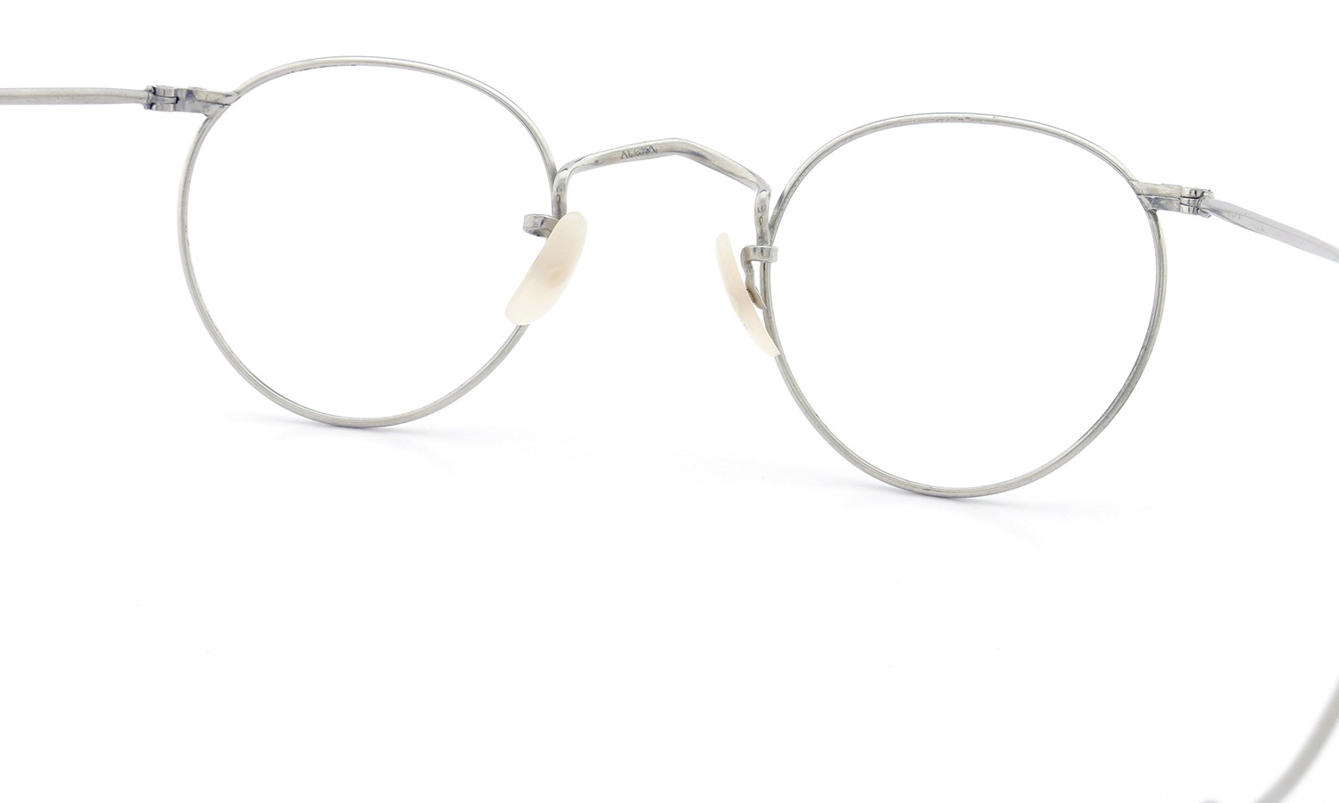 Savile Row Vintage 推定1940年代 メガネ ALGHA WORKS OPTICAL PANTO NUDE-PAD col.Silver