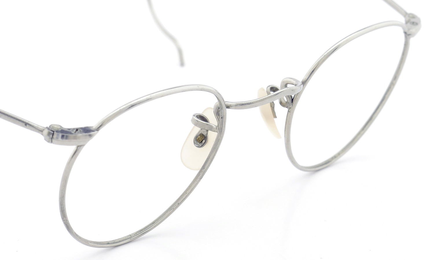 Savile Row Vintage 推定1940年代 メガネ ALGHA WORKS OPTICAL PANTO NUDE-PAD col.Silver