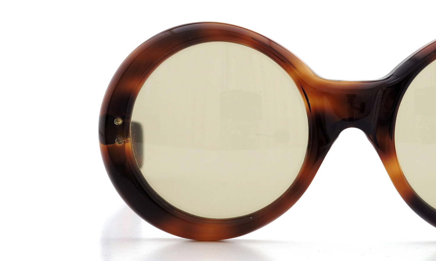 FRANCE Vintage 推定1950年代 celluloid TWO DOTS ROUND FRAME DEMI 48-17