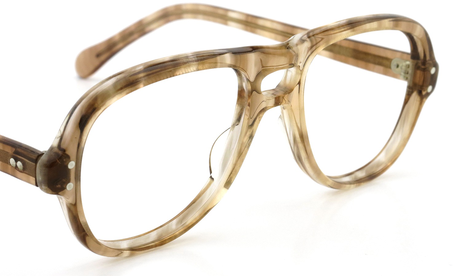 TART Optical タートオプティカル ヴィンテージ メガネ Double Bridge Aviator 48-17 Beige-sasa