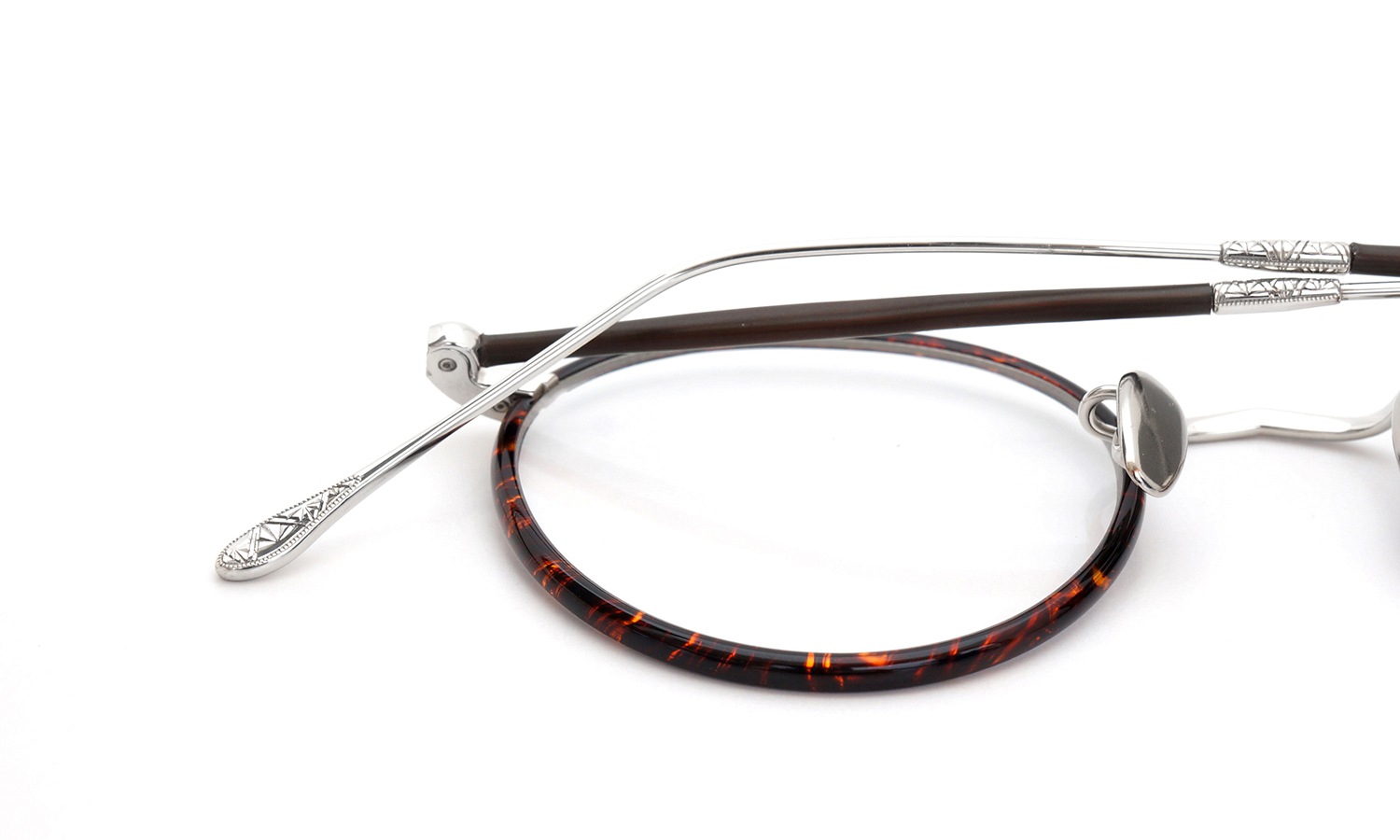 PonMegane 2016f/wメガネ pon-01-Engraving Sun Platinum Metal/Chestnut