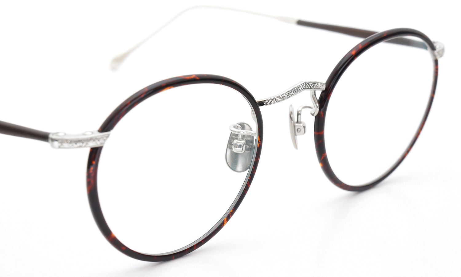 PonMegane 2016f/wメガネ pon-01-Engraving Sun Platinum Metal/Chestnut