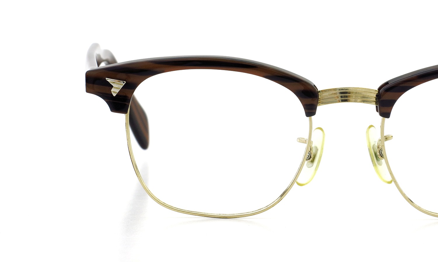 American Optical Vintage Malcolm-X type:2 ウイング鋲 Wood/Gold 48-22