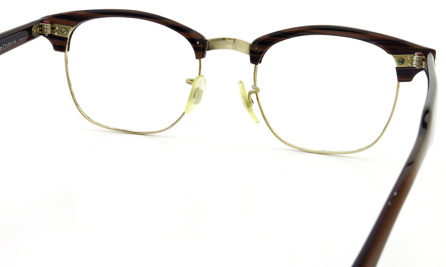 American Optical Vintage Malcolm-X type:2 ウイング鋲 Wood/Gold 48-22