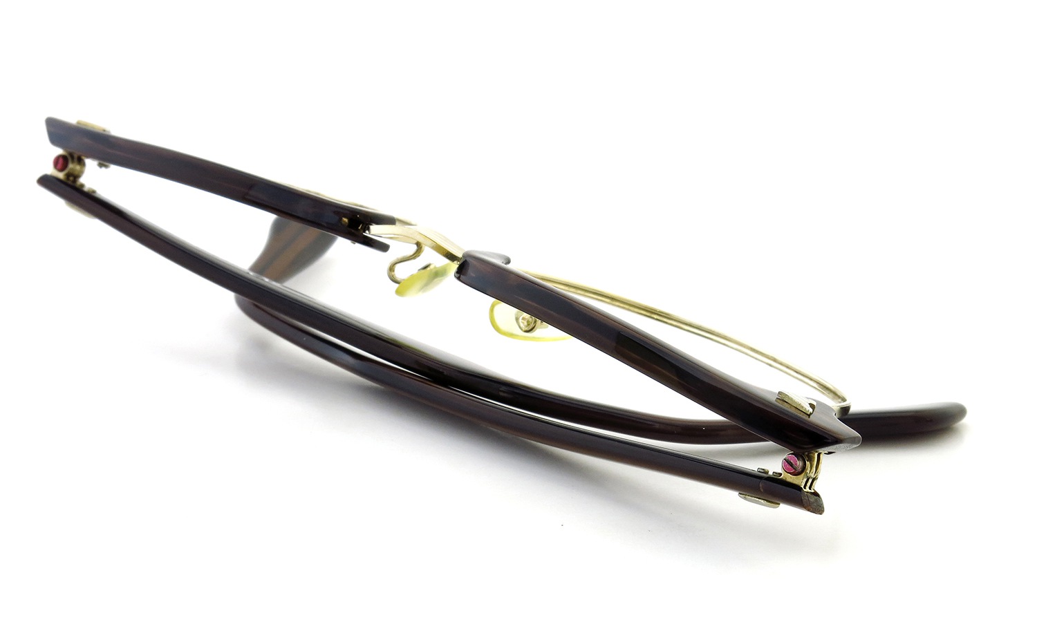 American Optical Vintage Malcolm-X type:2 ウイング鋲 Wood/Gold 48-22