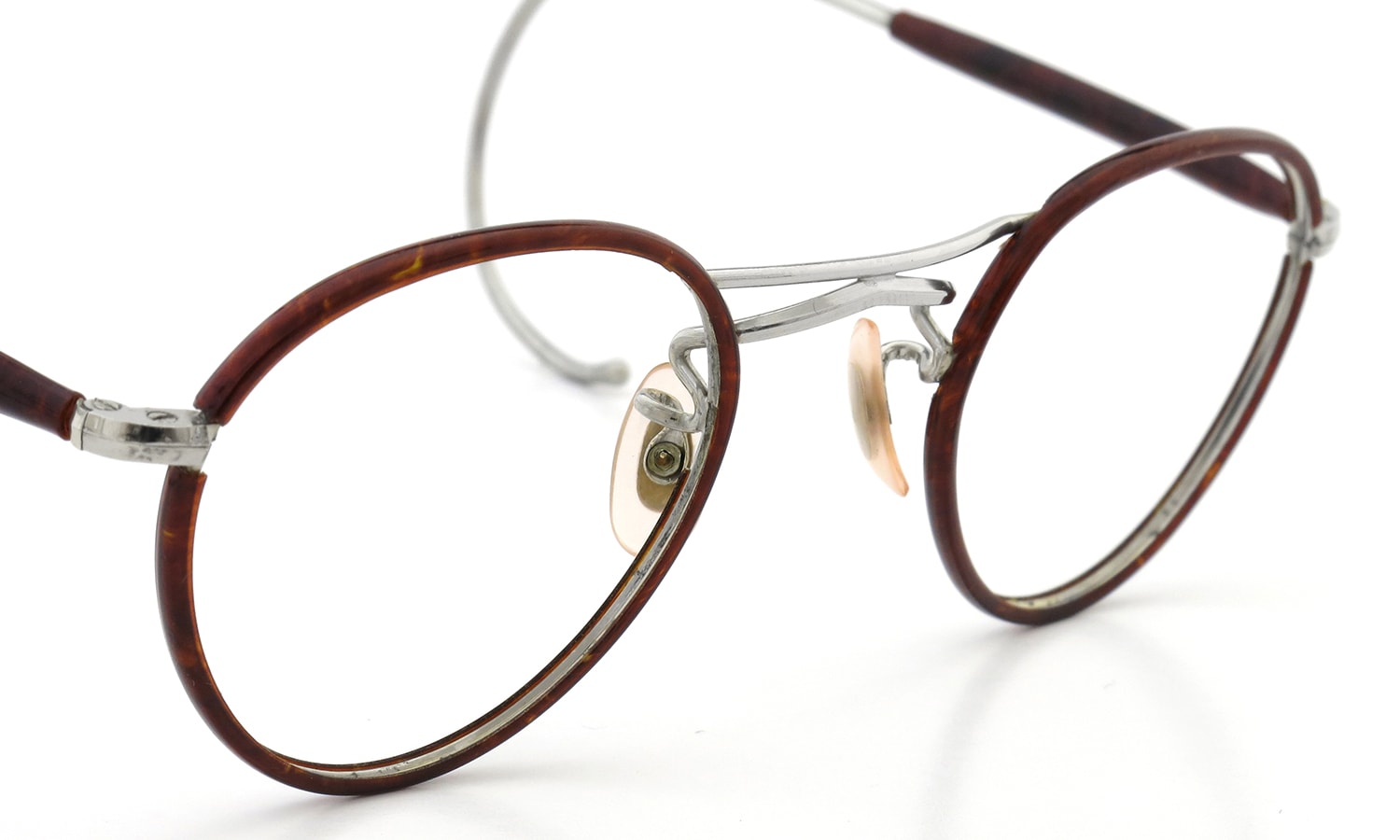 1930s-1940s BRITISH AMERICAN OPTICAL DOUBLE-BRIDGE Silver/Chestnut