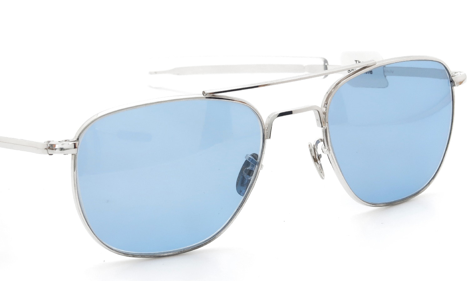 American Optical vintage Mid-Century-Modern-Pilot White-Gold 1/10 12KGF Light-Blue-Lens