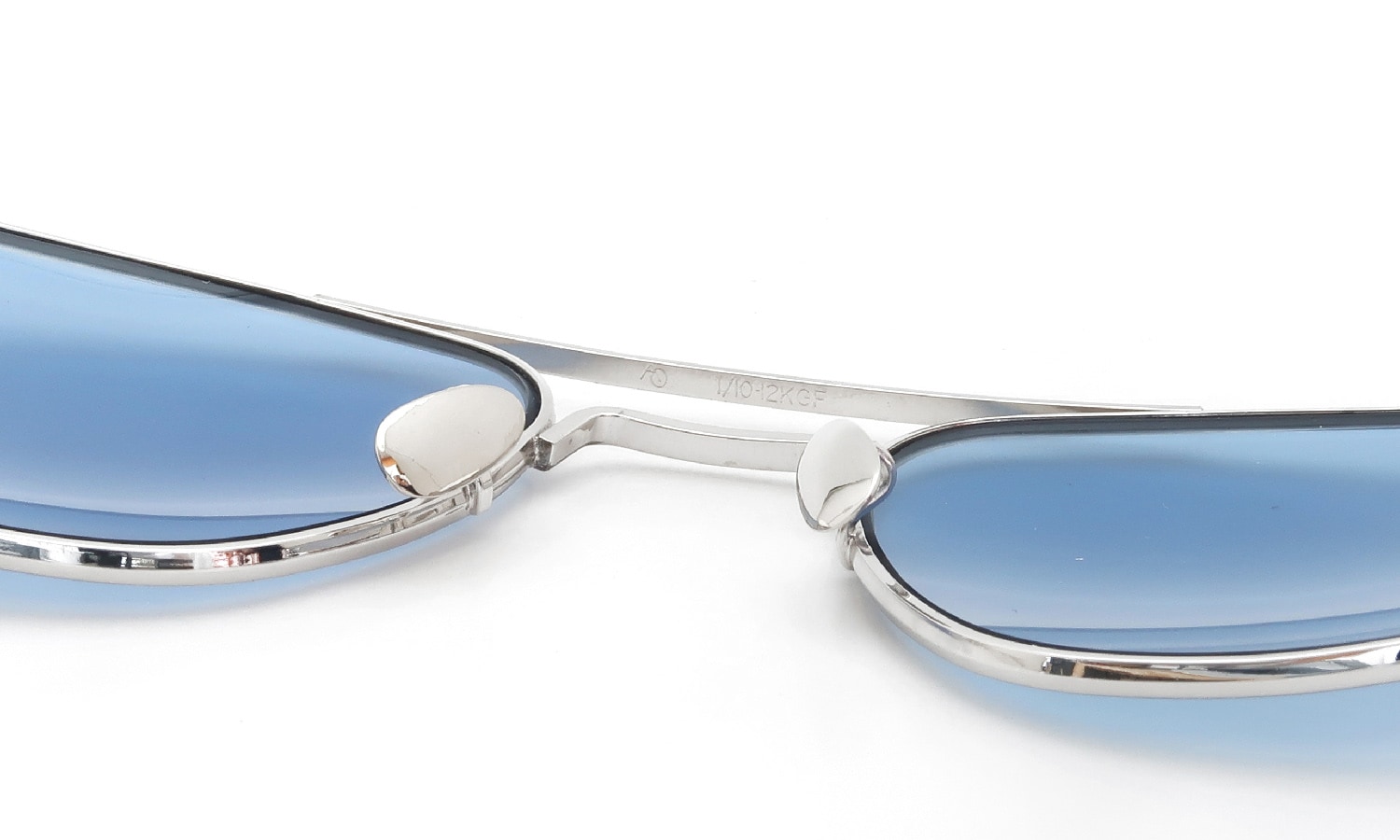 American Optical vintage Mid-Century-Modern-Pilot White-Gold 1/10 12KGF Light-Blue-Lens