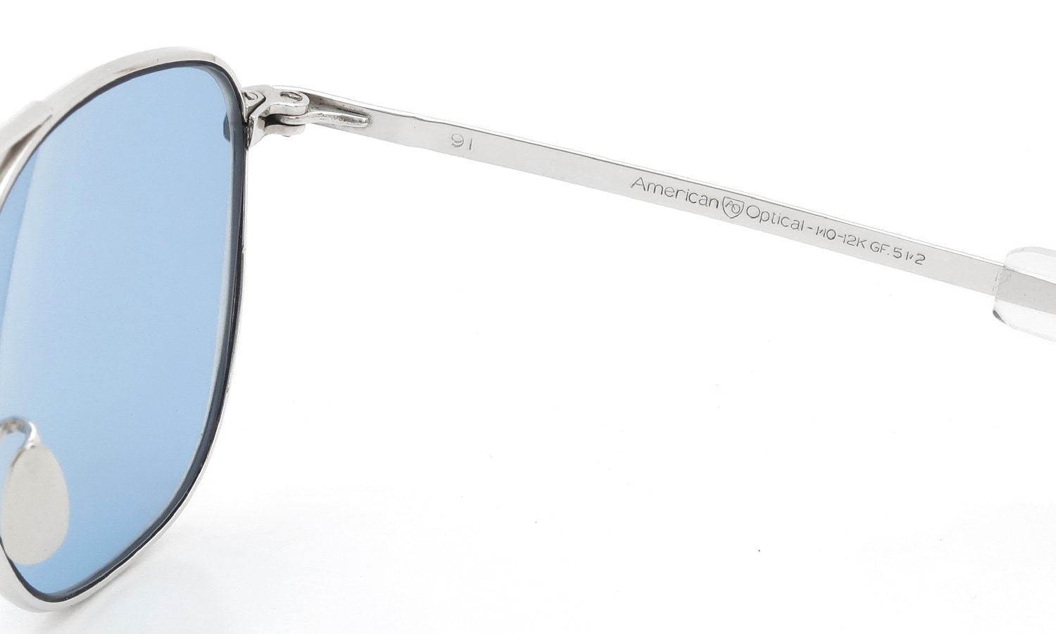 American Optical vintage Mid-Century-Modern-Pilot White-Gold 1/10 12KGF Light-Blue-Lens