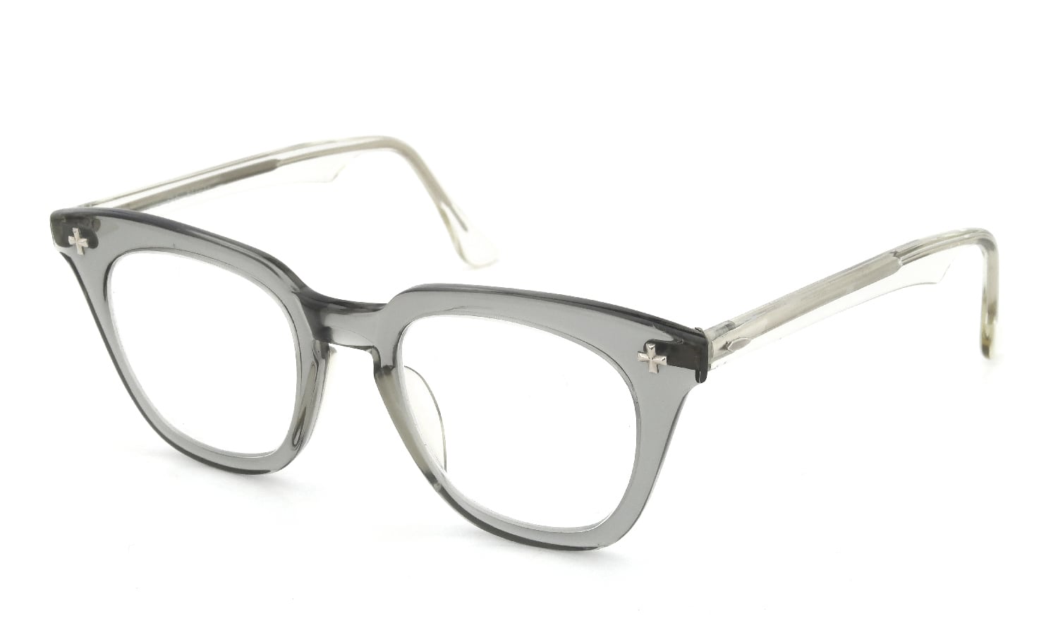 BauschLomb vintage ボシュロム ヴィンテージ メガネ通販 推定1960年代 SAFETY  CRYSTAL-GREY/GREY-CLEAR クロス鋲 48-22 (取扱店：大宮) ポンメガネ