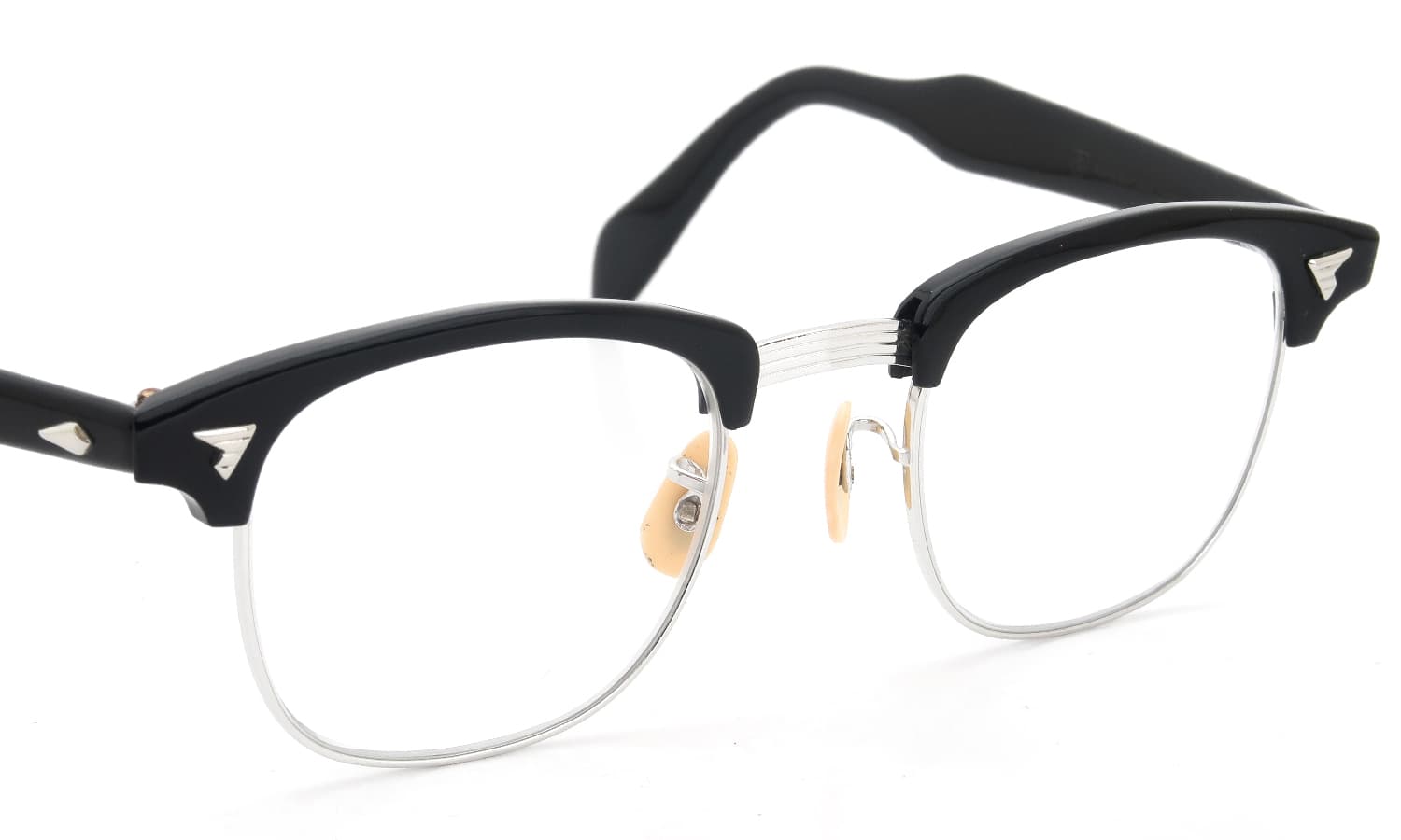 The Spectacle/ American Optical vintage 1950s~1960s マルコムXモデル type:2 ウイング鋲 Black/WG 1/10 12KGF 46-22