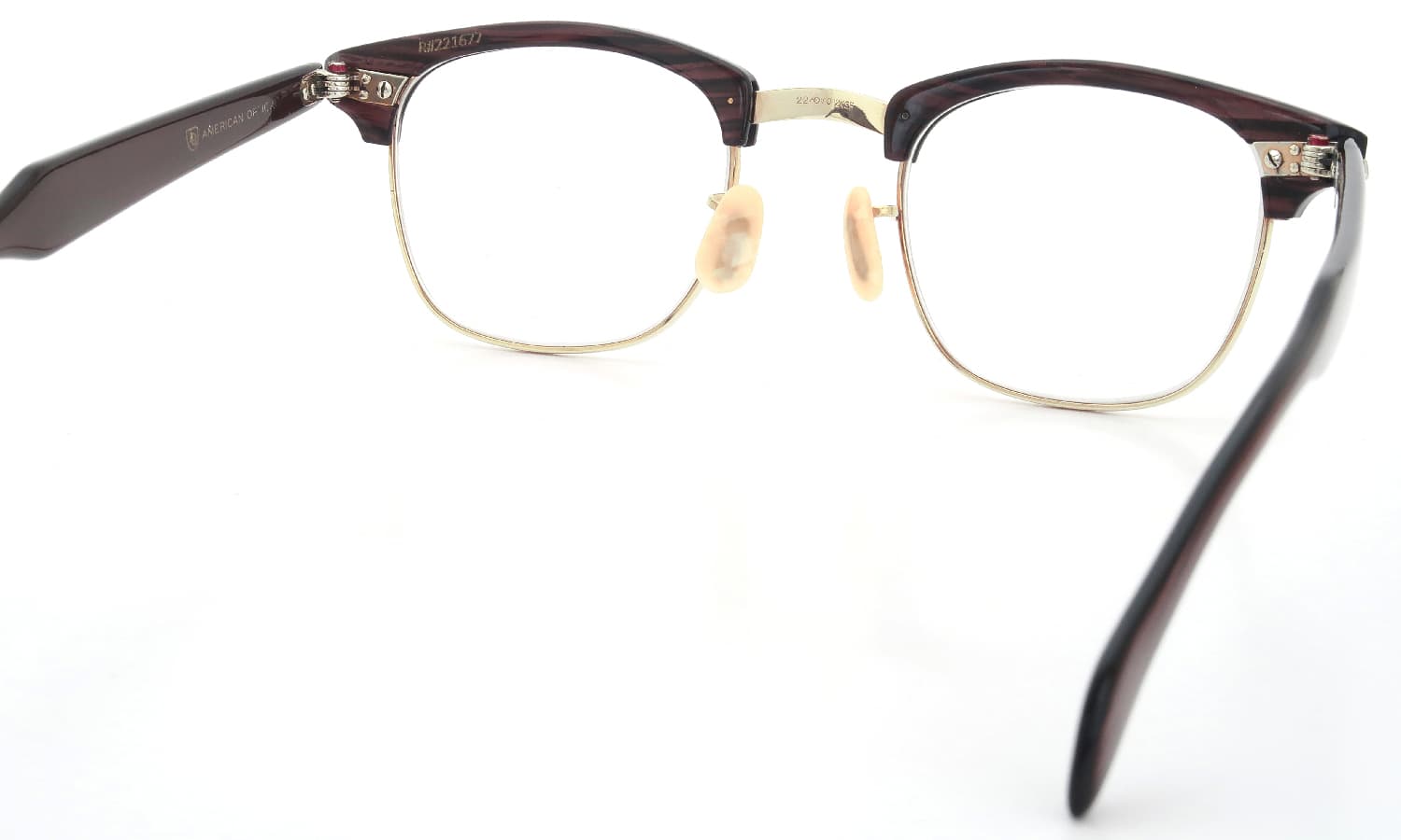 American Optical vintage 1950s~1960s マルコムXモデル type:2 ウイング鋲  BrownWood/Gold 46-22