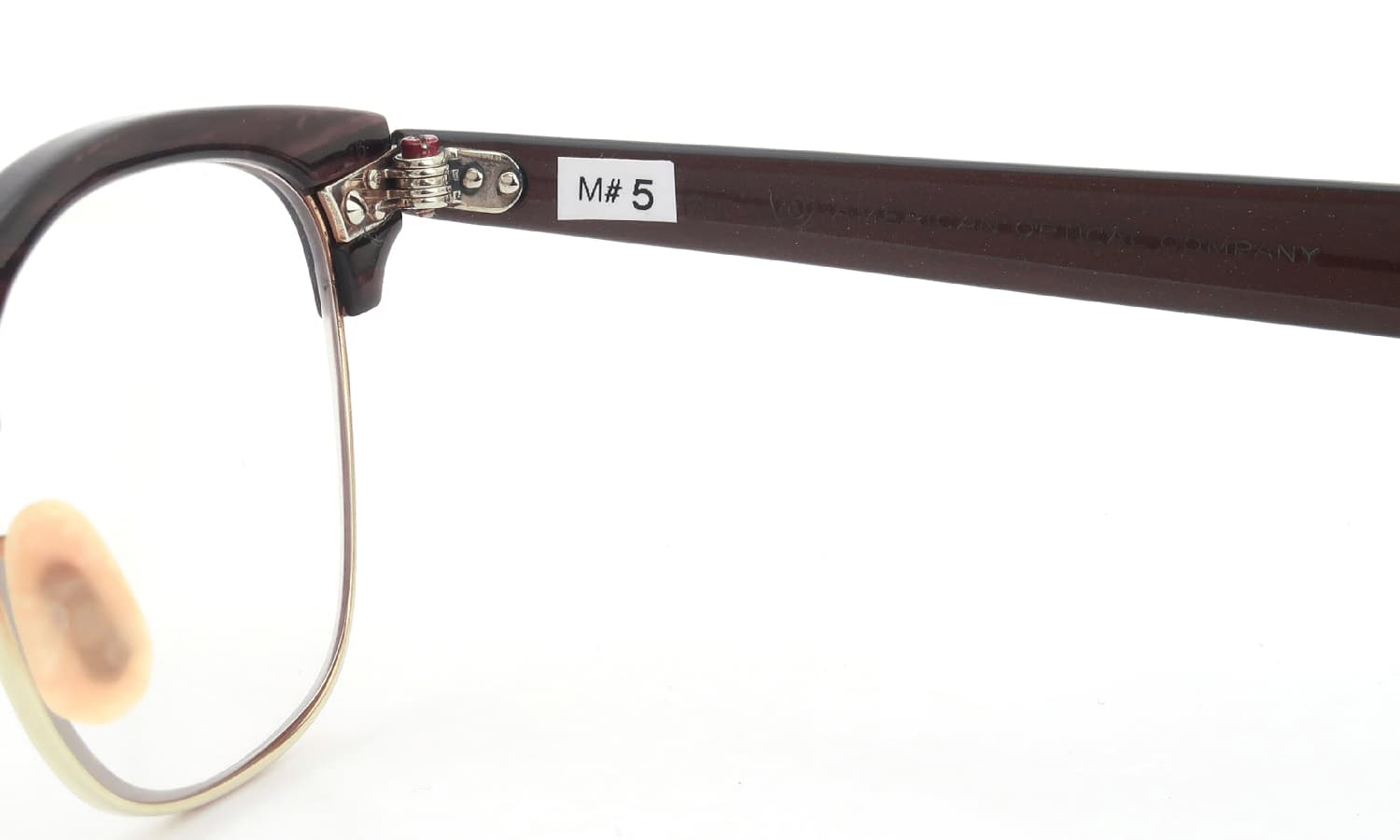 American Optical vintage 1950s~1960s マルコムXモデル type:2 ウイング鋲  BrownWood/Gold 46-22