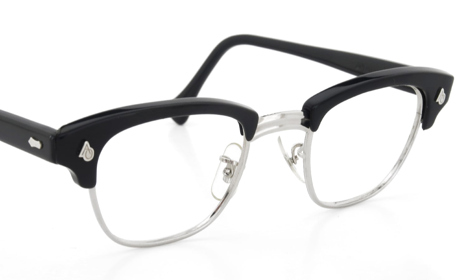 American Optical 1960s〜1980s Brow Combination AO鋲 Black/Silver 46-22