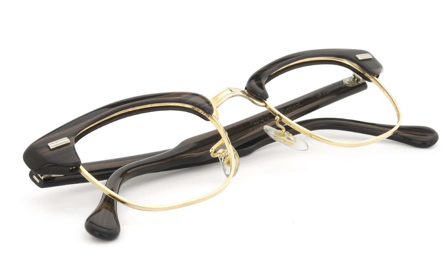 US Optical 1960s BROW Brown-Sasa/Yellow-Gold 44-20