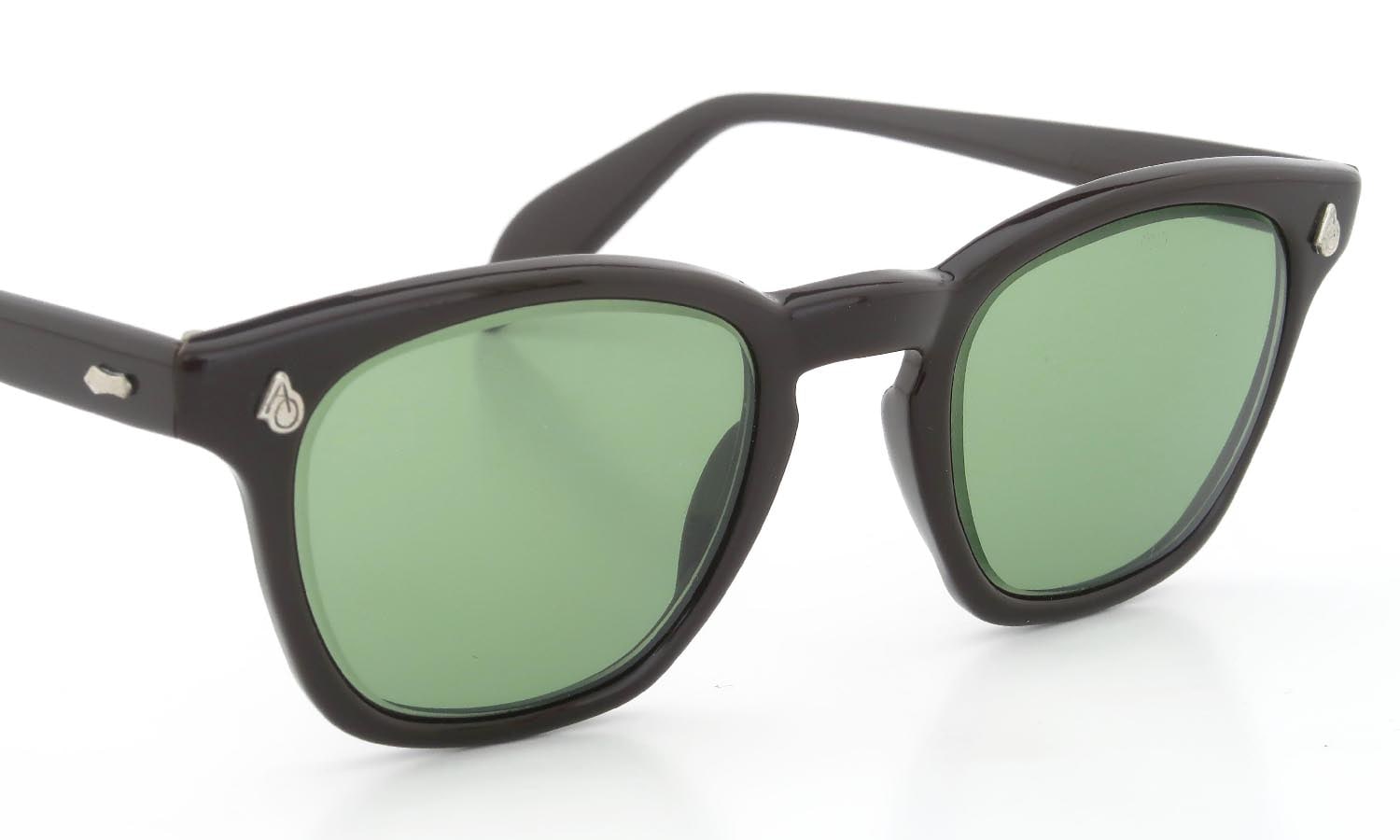 AO vintage Sunglasses AO鋲 Square Chocolate 46-22 Original-Green-Lens