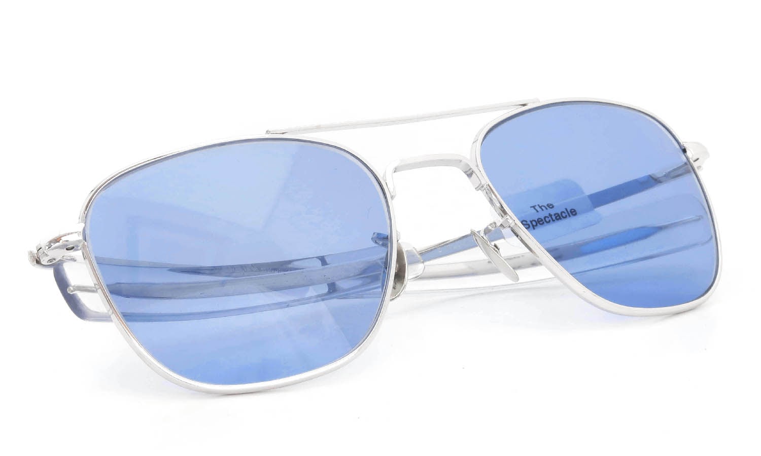 American Optical vintage 1950s〜1960s Mid-Century-Modern-Pilot White-Gold 1/10 12KGF Light-Blue-Lens 12kPads