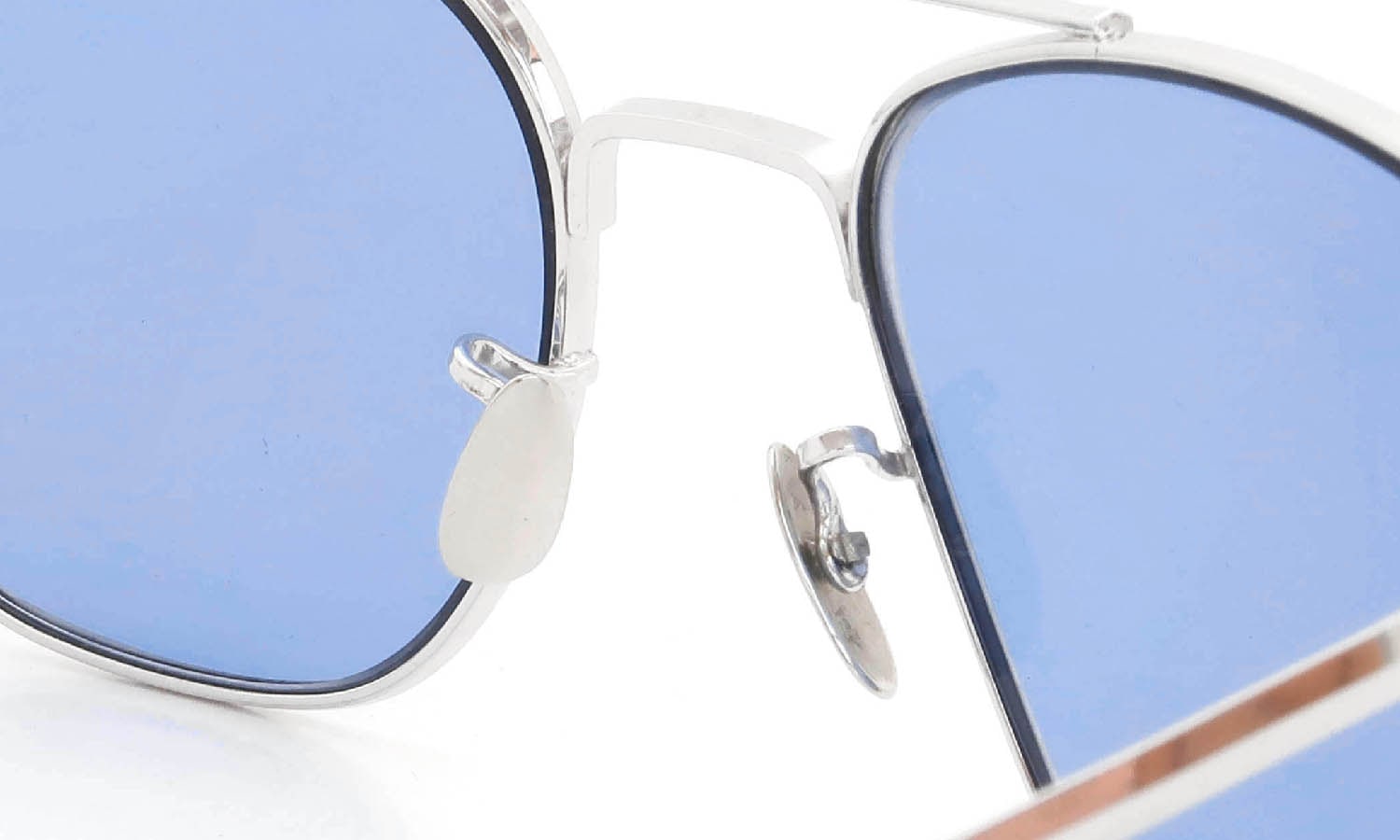 American Optical vintage 1950s〜1960s Mid-Century-Modern-Pilot White-Gold 1/10 12KGF Light-Blue-Lens 12kPads