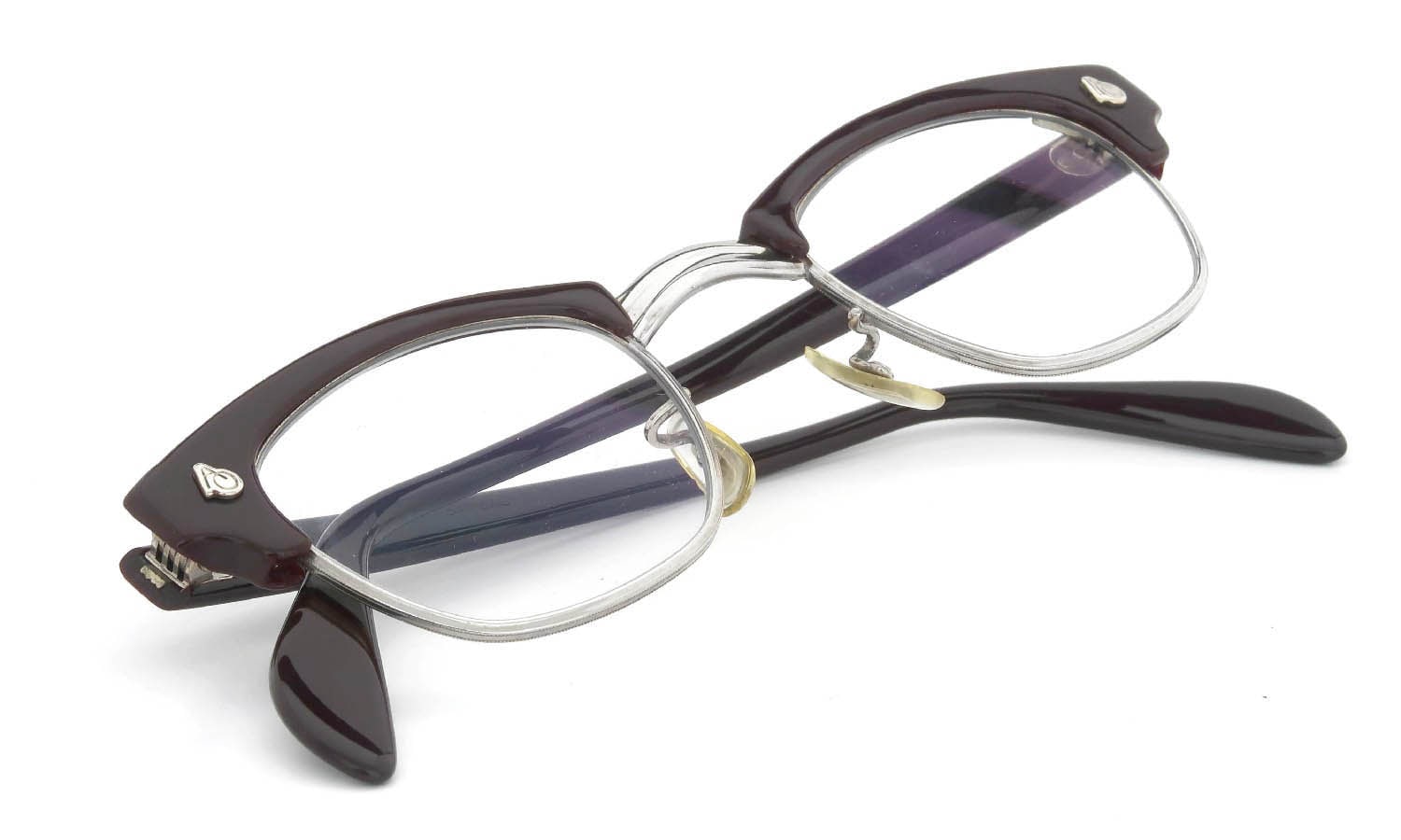 American Optical Vintage 1960s-1980s Brow Combination AO鋲 Brown/Silver 44-24