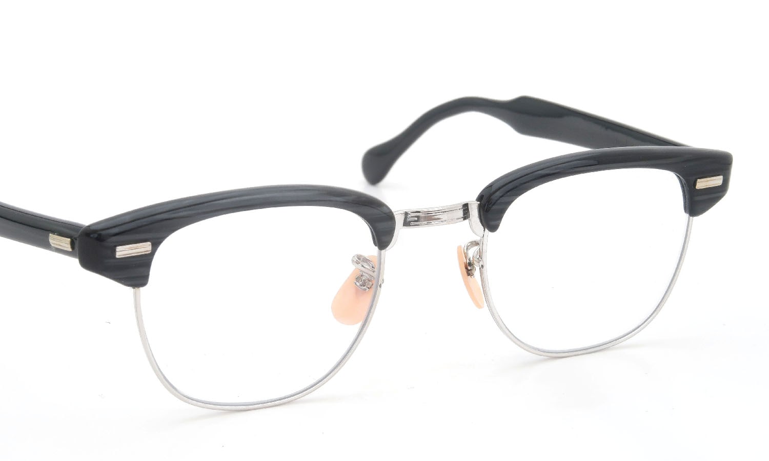 US Optical vintage 1950s〜1960s A600 Combination Black-Stone/White-Gold 1-10 12KGF 46-20 #222586