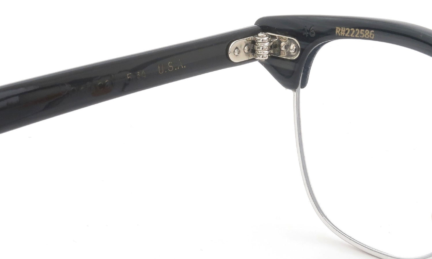 US Optical vintage 1950s〜1960s A600 Combination Black-Stone/White-Gold 1-10 12KGF 46-20 #222586