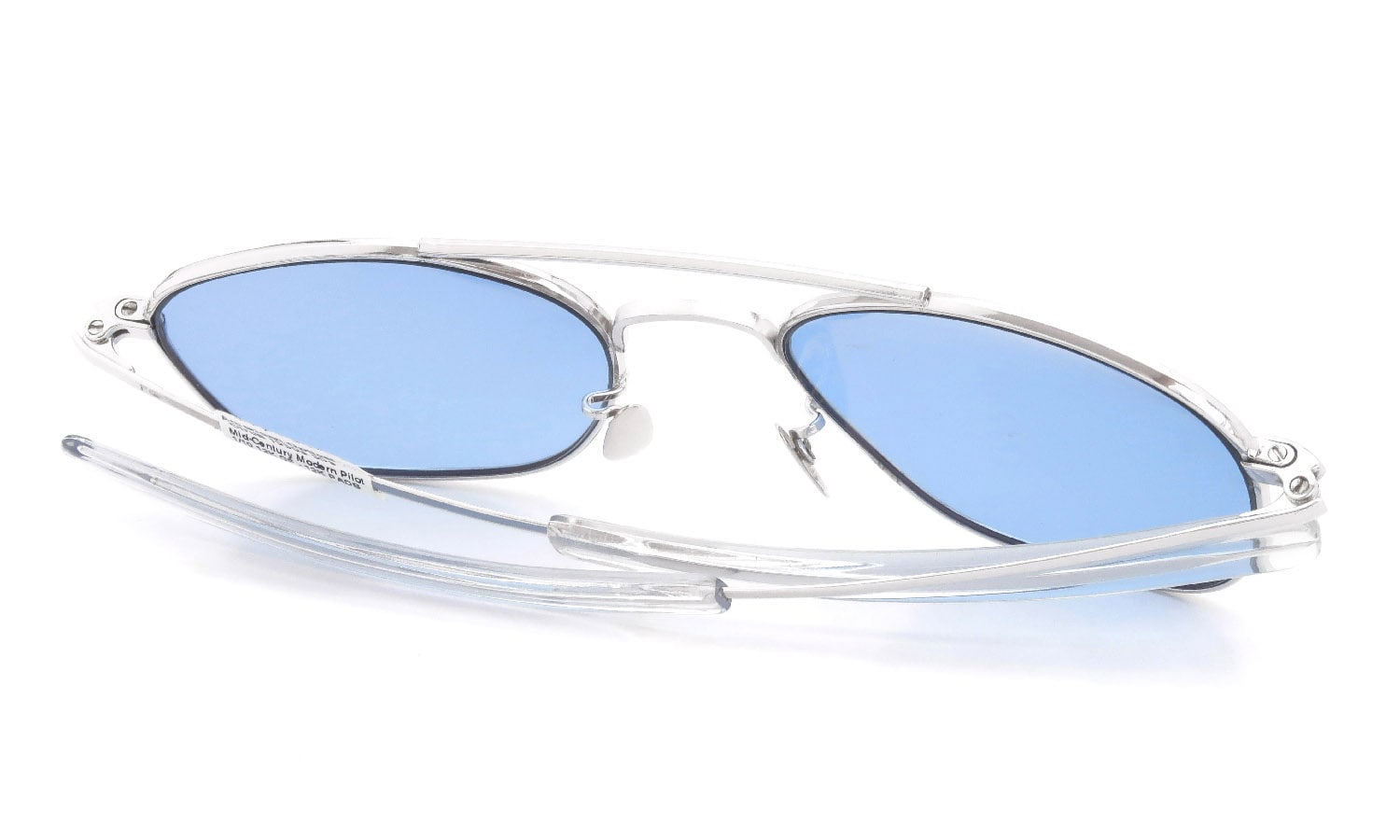 American Optical vintage 1950s Mid-Century-Modern-Pilot White-Gold Light-Blue-Lens 12kPads #103492