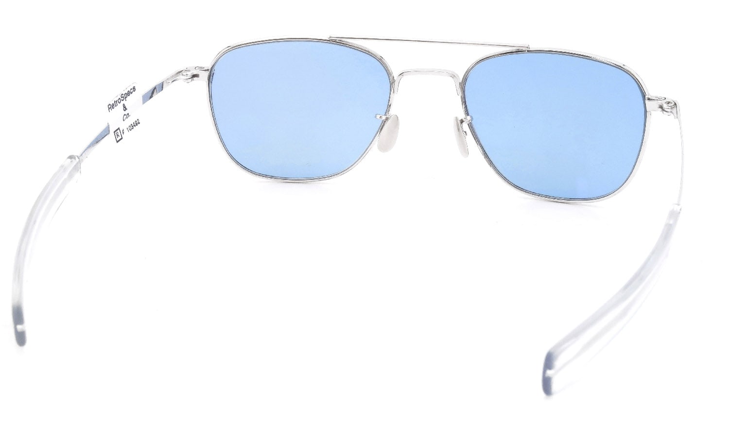 American Optical vintage 1950s Mid-Century-Modern-Pilot White-Gold Light-Blue-Lens 12kPads #103492