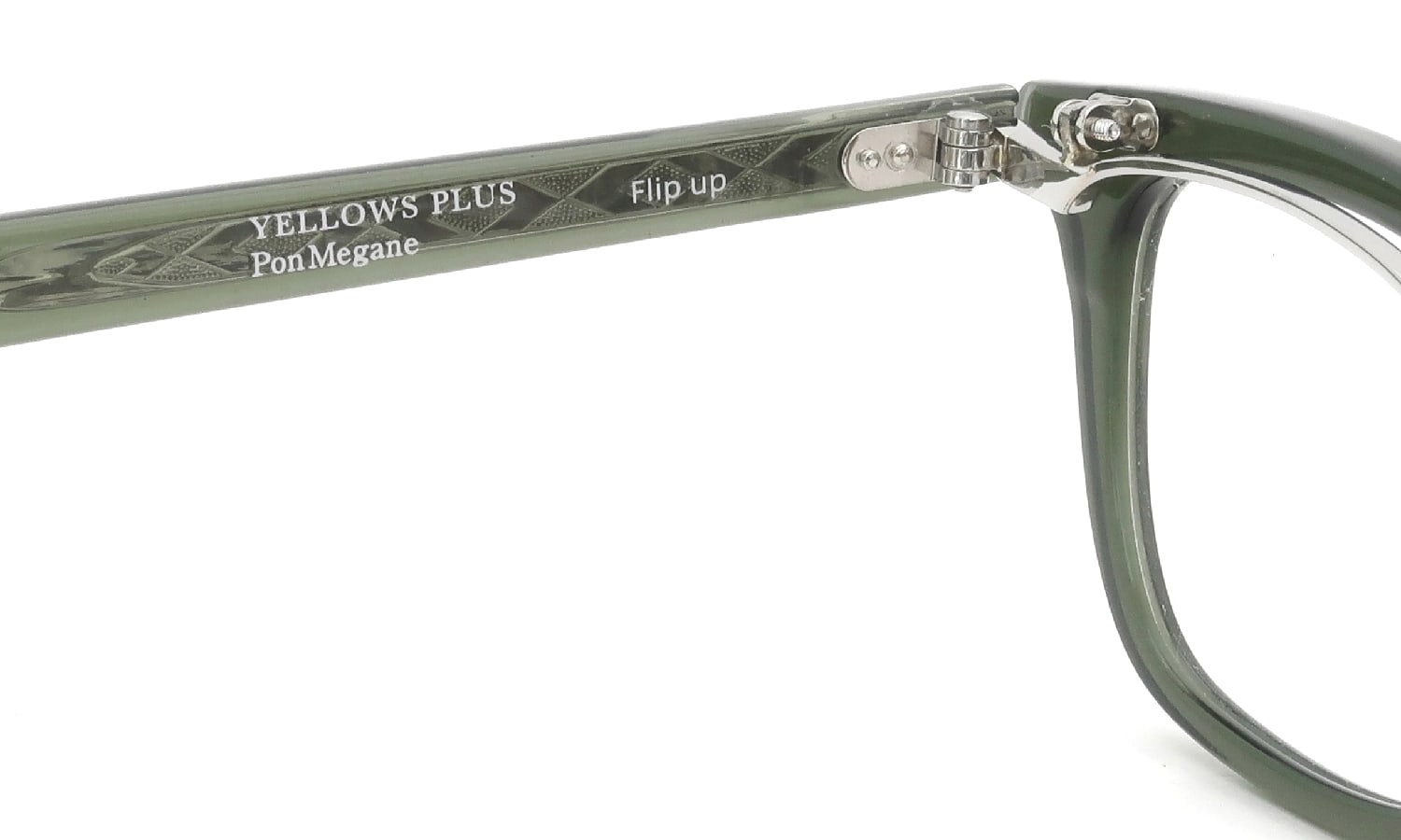 YELLOWS PLUS for PonMegane 跳ね上げ式メガネ Flip up Celluloid Olive clear