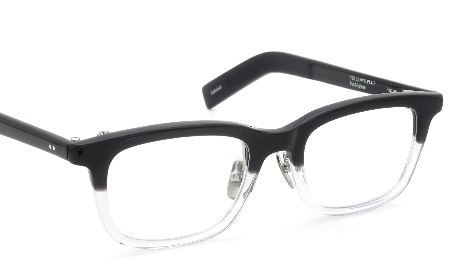 YELLOWS PLUS for PonMegane 跳ね上げ式メガネ Flip up Celluloid Black two tone