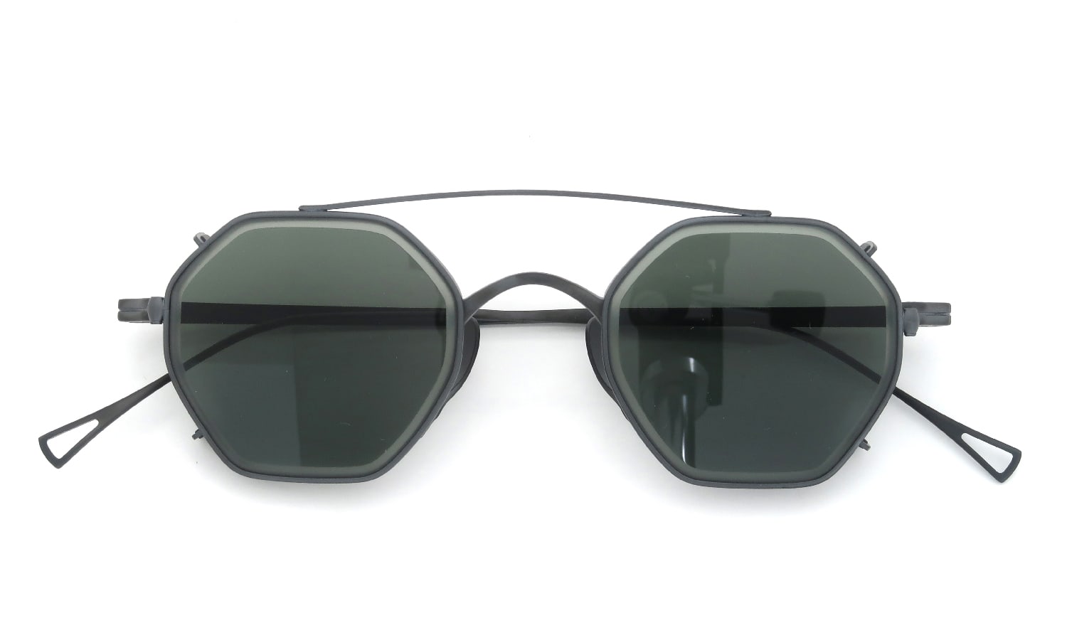 KameManNen クリップオンサングラスセット KMN-152 44size MBK/ Green-lens