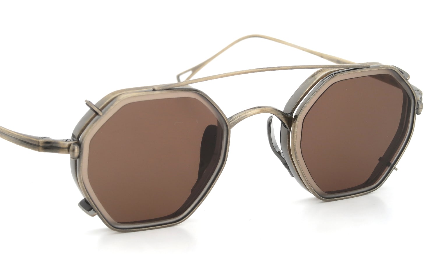 KameManNen クリップオンサングラスセット KMN-152 44size AG/ Brown-lens