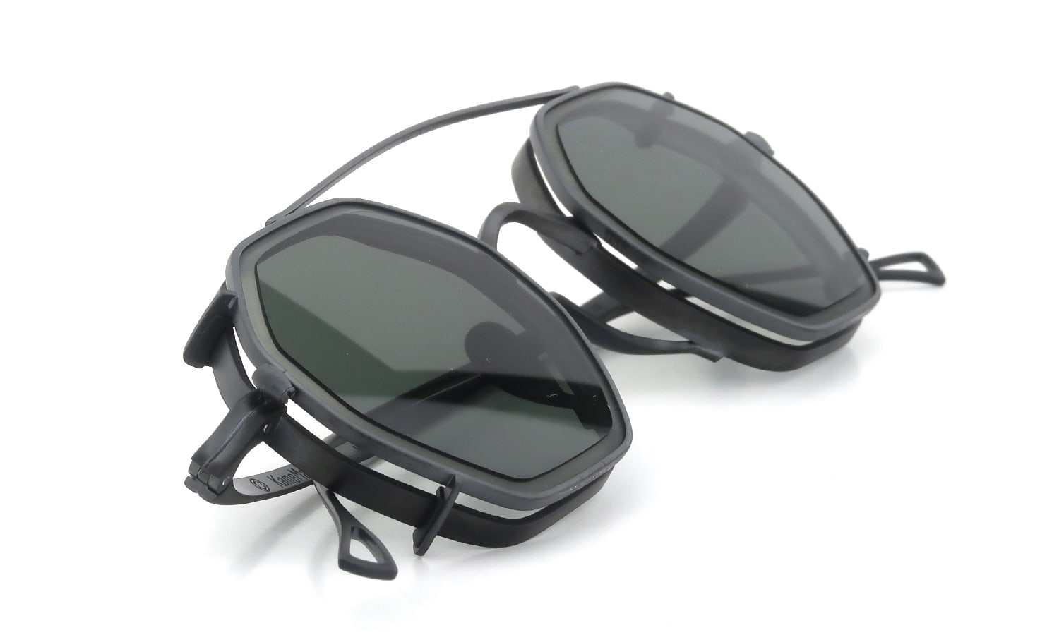 KameManNen クリップオンサングラスセット KMN-152 44size MBK/ Green-lens