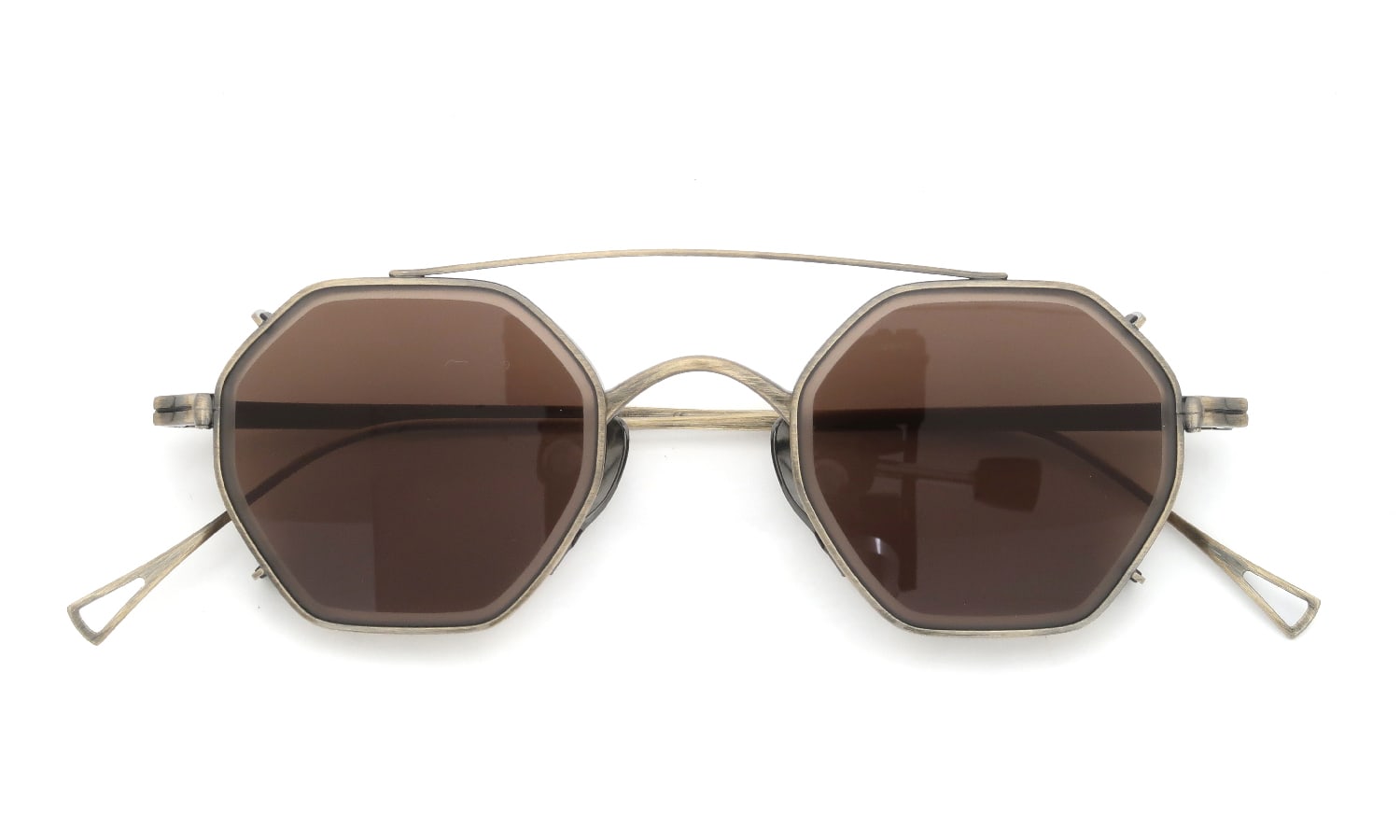 KameManNen クリップオンサングラスセット KMN-152 44size AG/ Brown-lens