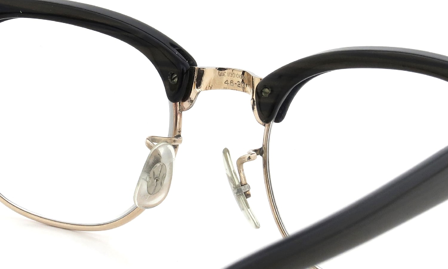 Universal Optical vintage メガネ 推定1960年代 Combination Brown-Wood/Gold 46-20 1/30 10KRGP