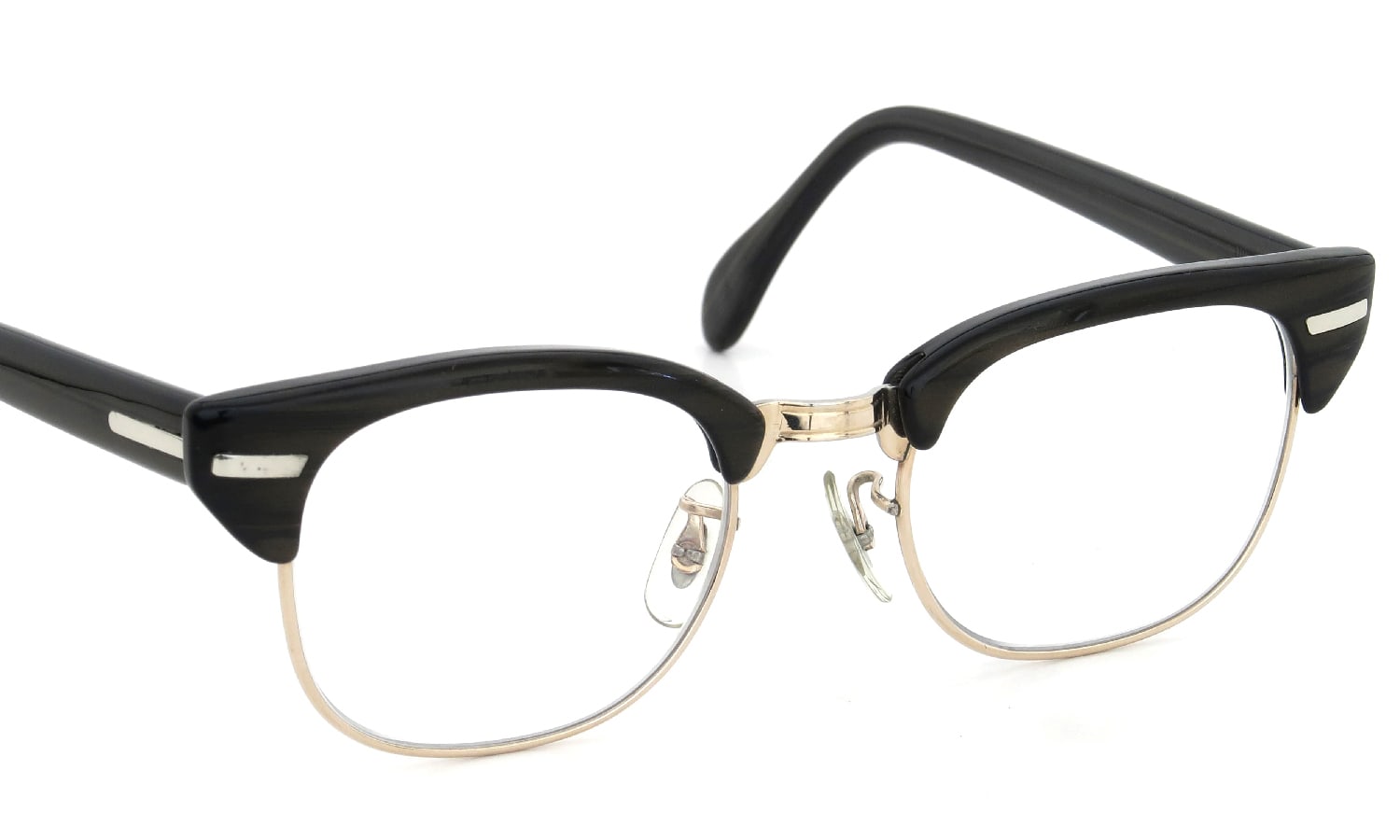 Universal Optical vintage メガネ 推定1960年代 Combination Brown-Wood/Gold 46-20 1/30 10KRGP