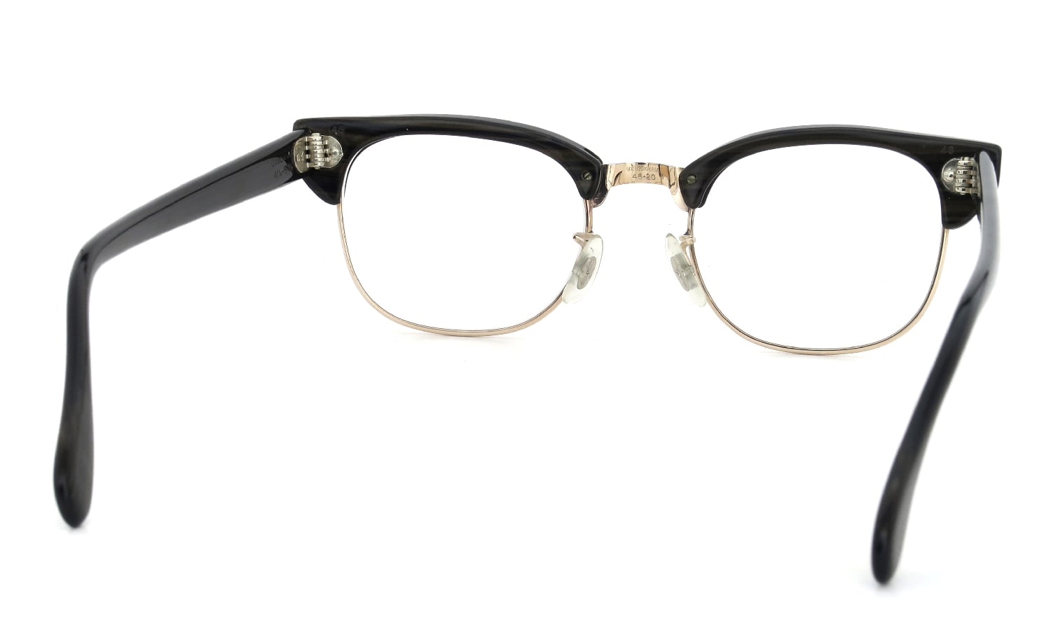 Universal Optical vintage メガネ 推定1960年代 Combination Brown-Wood/Gold 46-20 1/30 10KRGP