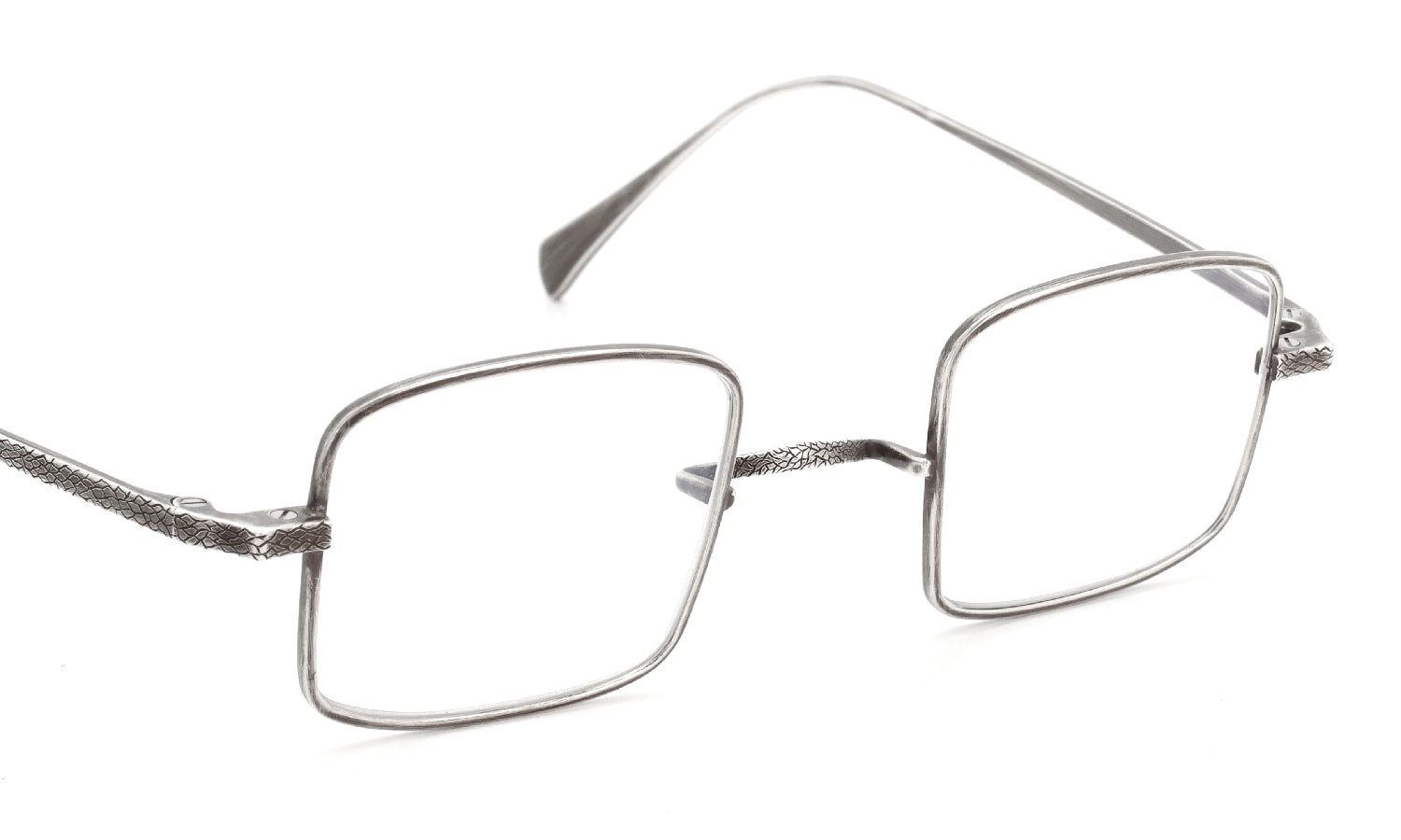 PonMegane Silver925メガネ通販 Square-01 Hand Engraving Crack/Antique silver