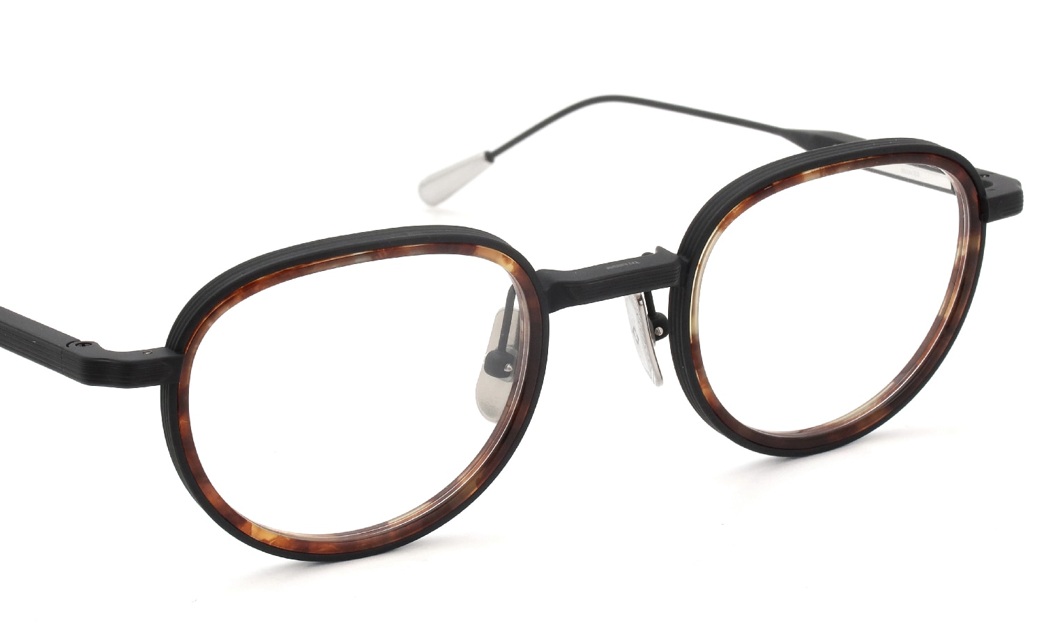 Lunetterie Generale メガネ通販 PANACHE col.Black and Palladium & Medium Tortoise Inlay