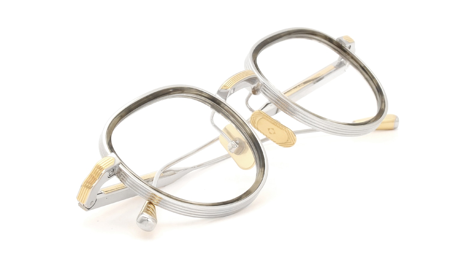 Lunetterie Generale メガネ通販 PANACHE col.Palladium & 16K Gold & Olive Inlay