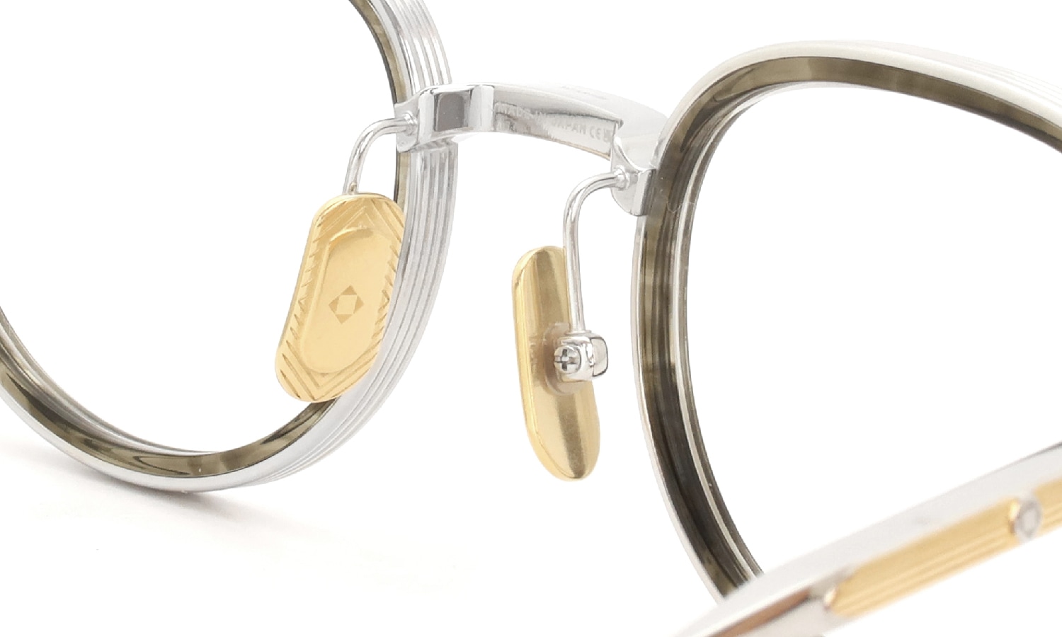 Lunetterie Generale メガネ通販 PANACHE col.Palladium & 16K Gold & Olive Inlay