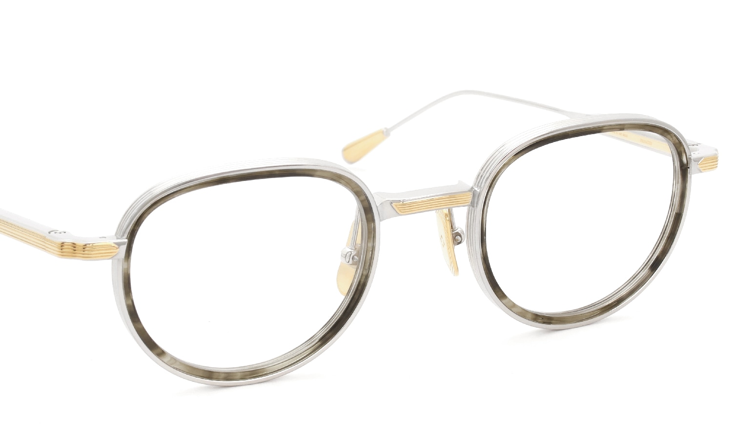 Lunetterie Generale メガネ通販 PANACHE col.Palladium & 16K Gold & Olive Inlay